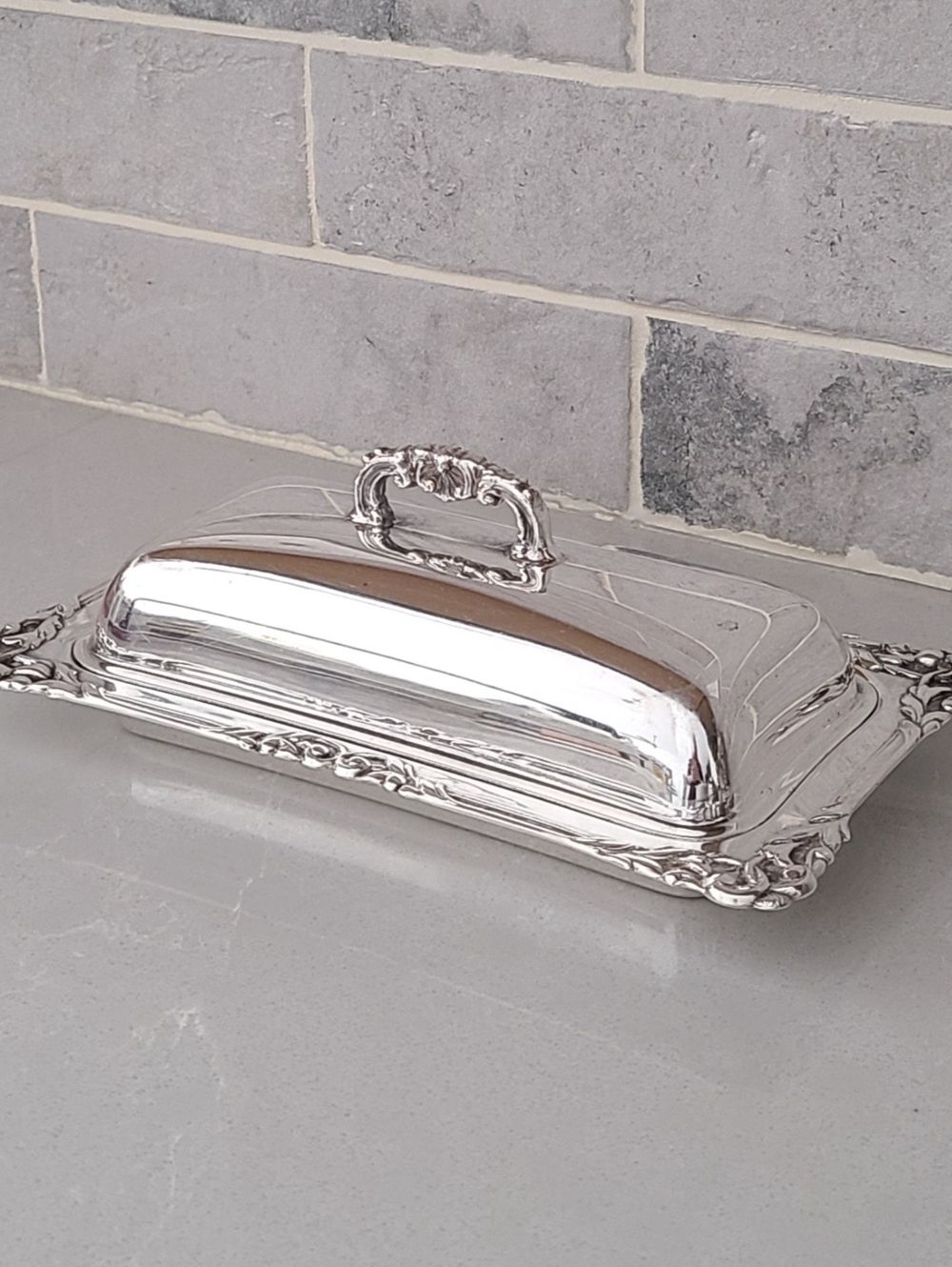 Vintage Crescent Silver Plate Butter Dish